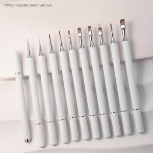 High Quality Nail <b>Brush</b> Set With Special Phototherapy Pen Flat Liner <b>Brushes</b> Wood Handle Nylon Fibers Custom Logo Box Packaging - Product Image 3