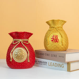 Jarrón Decorativo Bolsa de la Suerte, Adorno de Bolsa de Dinero para Flores, Artesanía Artística de Resina Esculpida, Decoración Festiva para el Hogar, Sala de Estar, Entrada, Regalo de Inauguración - Product Image 1