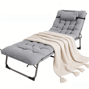 Lettino da Campeggio Pieghevole Portatile, Sedia a Sdraio Regolabile da Esterno con Cuscino Spesso, Lettino Pieghevole Senza Montaggio per Campeggio - Product Image 6