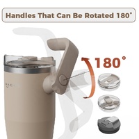 HAERS Gobelet isotherme 40oz 32oz avec paille et poignée, en acier inoxydable à double paroi sous vide, Mug de voyage professionnel, Vente en gros OEM/ODM