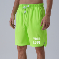Shorts de sport personnalisés pour hommes en polyester et élasthanne, légers, respirants, séchage rapide, taille élastique, fentes latérales pour la course et la gym