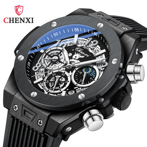 Reloj Cronógrafo Luminoso CHENXI 949 con Remaches Geométricos, Fase Lunar y Multifunción, Reloj de Pulsera de Cuarzo para Hombre para el Mercado Internacional - Product Image 1