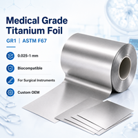 Feuille de titane de qualité médicale GR1 GR2 ASTM F67 B265 0,01-1 mm, biocompatible pour implants, instruments chirurgicaux, OEM personnalisé