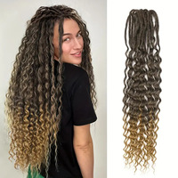 Estensione dei capelli in fibra sintetica da 24 pollici 10-Strand 0.6cm doppio Dreadlock riccio con treccia diritta stile a onde treccia Crochet