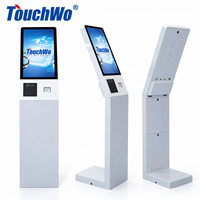 Kiosque de Check-in en Libre-Service Touchwo 21,5 Pouces avec Lecteur de Cartes RFID, Imprimante Thermique et SDK Intégré, sur Pied pour Hôtels et Centres Commerciaux