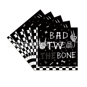 Black And White Skull Napkins Disposable Party Supplies For Birthday Party Decorations Cartoon Style - Product Image 1