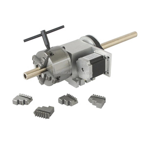Contre-plate tournante d'axe A (4ème axe) avec mandrin à 4 mors de 80-100 mm pour routeur de fraisage bois et métal - Product Image 1