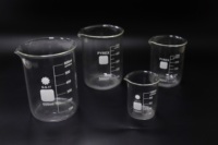 Bécher gradué en verre borosilicaté transparent de laboratoire, 25 ml à 10 000 ml, à faible profil, avec ligne de graduation