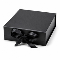 Boîte cadeau rigide en papier noir de luxe personnalisée avec couvercle à charnière, emballage haut de gamme pour bijoux, vêtements, cosmétiques, marquage de la marque en vente au détail