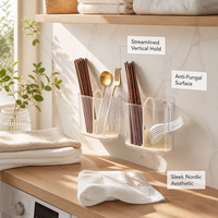 Support mural portable en plastique pour baguettes, boîte de rangement de vaisselle de qualité alimentaire avec drainage pour cuisine domestique