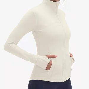 Customizable Women's Hooded <b>Yoga</b> <b>Jacket</b> Nude Slim Fit Plus Size Running Fitness Sports <b>Jacket</b> with Front Logo - Product Image 3