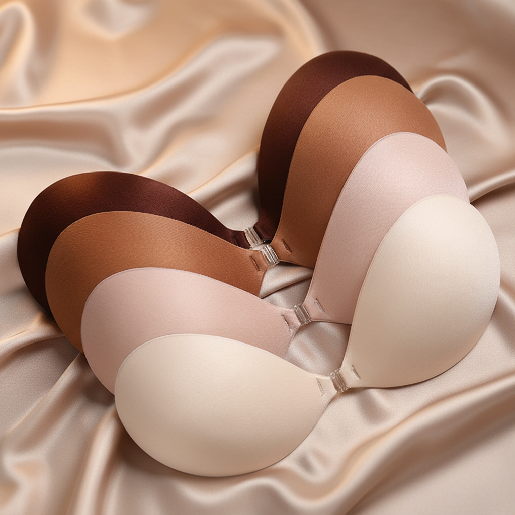 Breathable Holes Skin Tone Bio Glue Polyester Women Invisible Stick on Adhesive Bra with Low Price