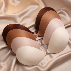 Breathable Holes Skin Tone Bio Glue Polyester Women Invisible <strong>Stick</strong> on Adhesive Bra with Low Price - Product Image 1