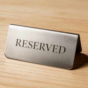 CNC Machined Stamped Reserved Table <b>Sign</b>-ISO9001 Approved Durable Stainless Steel Plaque for Hotel <b>Wedding</b> & Restaurant Use - Product Image 1