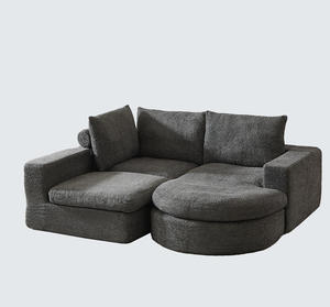 Canapé modulaire en chenille courbé en forme de L avec chaise longue, canapé moderne sans structure, sièges profonds pour appartement - Product Image 6