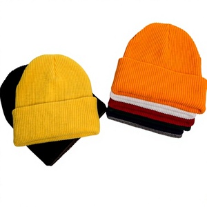Unisex Cream Knitted Beanie Hat Solid Color Cotton Yarn <b>Winter</b> <b>Cap</b> Casual Style for Adults 56-58CM - Product Image 2