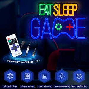 Enhon Gamer ragazzo camera decorazione insegna al <span class=keywords><strong>Neon</strong></span> mangiare gioco di sonno decorazione da parete bagliore luce notturna per gioco camera da letto decorazione della parete - Product Image 3