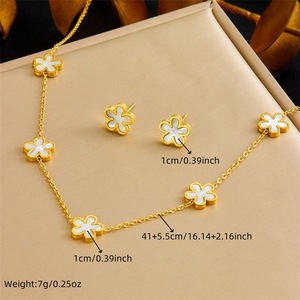 Lot de 3 parures de bijoux en coquillage blanc pour femme, cadeau Saint-Valentin/anniversaire, collier en acier inoxydable, étanche - Product Image 2
