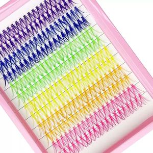 Extensions de <span class=keywords><strong>cils</strong></span> individuelles colorées en soie épaissie, faux <span class=keywords><strong>cils</strong></span> verts, violets, bleus, roses, oranges, jaunes pour l'amélioration de la beauté - Product Image 1
