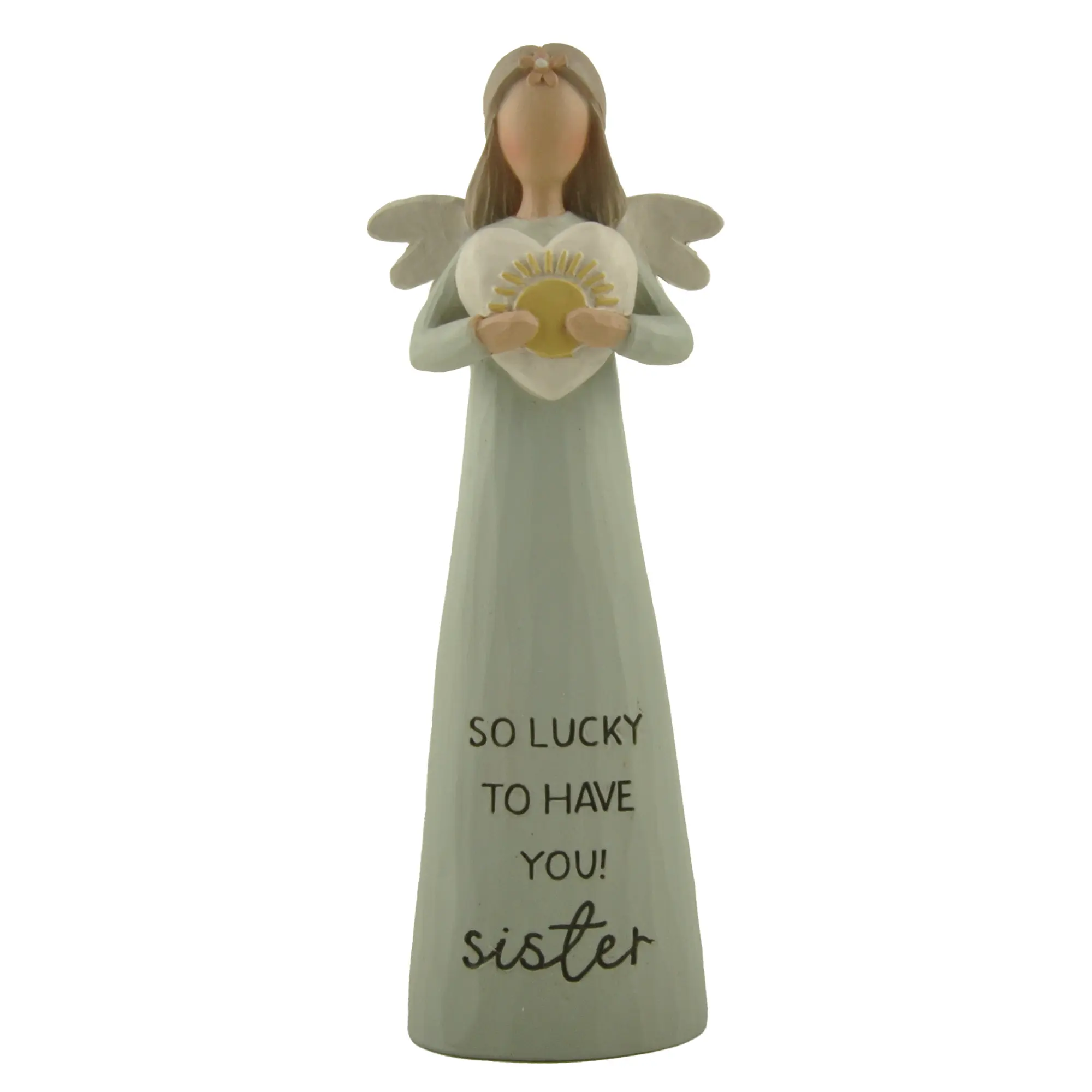 Nouveautés Résine Ange Artisanat Bright Blessings Angel -Sister Figurine w Heart for Home Decor