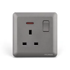 13 Amp Flat Pin Socket Factory Price UK British Electrical Plug PC 13A Wall Socket Light Switch Grey High Grade 220-250V