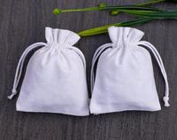 Pochette en coton cadeau imprimée personnalisée avec cordon de chanvre nature