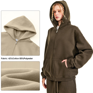 Chất Lượng Cao Các Nhà Sản Xuất Biểu Tượng Tùy Chỉnh Thời Trang Phố Người Đàn Ông Của Hoodies Nặng Đau Khổ Boxy Zip Hoodies - Product Image 3