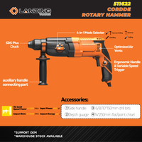Marteau perforateur électrique industriel 800W SDS-Plus 4 fonctions, robuste, pour bricolage, béton, maçonnerie, démolition 511622