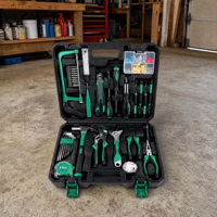 Ensemble d'outils professionnels pour la maison de 102 pièces avec outils de bricolage, outils à main dans une boîte de rangement en plastique pour l'assemblage et la réparation à domicile