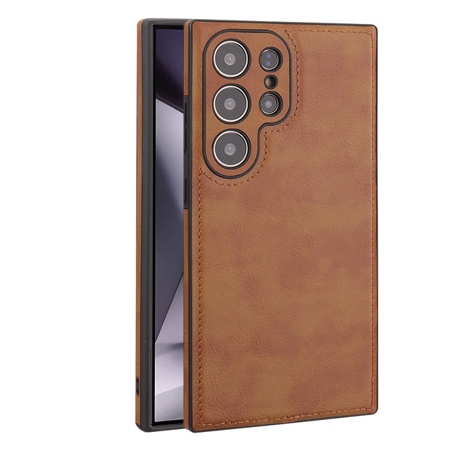 New Leather Phone Cover for Samsung S25 Ultra S24 Plus S+ S23 S22 S21 Camera Lens Shockproof