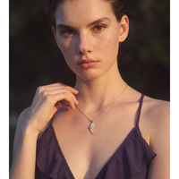 Collier pendentif en pierre naturelle turquoise lune JINYOU 4398, collier à breloque en acier inoxydable, bijoux pour femmes