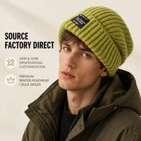 Bonnet d'hiver chaud en tricot côtelé extensible, grande taille 65 cm, avec revers, épais et tricoté, avec étiquette tissée et logo personnalisé, vente en gros