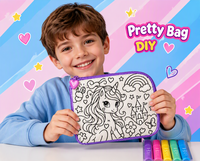 Sac en tissu licorne à personnaliser pour enfants, kit de coloriage DIY réutilisable avec marqueurs lavables, ensemble d'activités pour enfants
