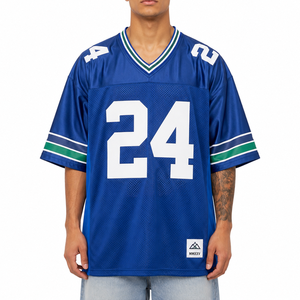 Maglia da Football Americano Personalizzata con Patch Ricamata, Logo Stampato in HD, <span class=keywords><strong>T</strong></span>-<span class=keywords><strong>Shirt</strong></span> Unisex Streetwear Scura - Product Image 6