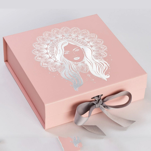 Box Magnetic Luxury Premium Changeable Ribbon Large Bridal Gift Box Oblong Cardboard Pale Pink Magnetic Folding Packaging Gift Box