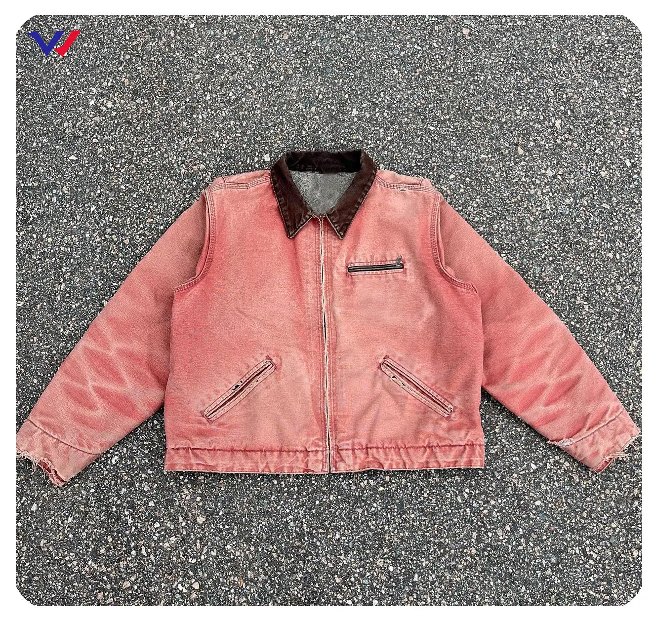 Hombres prendas de vestir logotipo personalizado ropa de trabajo de invierno al aire libre pato lona Denim Jean Faded Zip Up chaquetas de trabajo