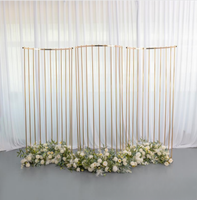 XWLC Arche de mariage royale en diamant, ensemble de décoration de scène, cadre métallique, support de toile de fond incurvé pour arrière-plan de fête, présentoir de fleurs dorées