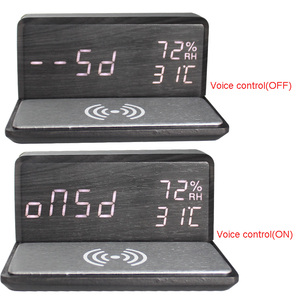Nhiệt Kế Để Bàn Hình Chữ <span class=keywords><strong>L</strong></span> Sáng Tạo Máy Đo Độ Ẩm Đồng Hồ Báo Thức Sạc Không Dây Bằng Gỗ Kỹ Thuật Số LED - Product Image 5
