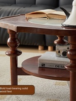 Table basse en bois massif en forme de pétale, style médiéval, meubles de salon antiques, verre double couche noir haut de gamme