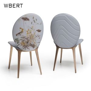 WBERT Silla de comedor italiana Confort en el hogar Luz de lujo de gama alta Villa Restaurante Silla Diseñador Hoja Tela Silla tapizada - Product Image 4
