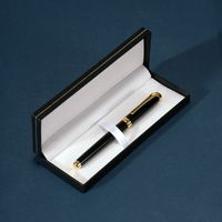 Stylo plume en métal gravé de luxe, coffret cadeau d'affaires haut de gamme, logo personnalisé, stylos à signature, pointe dorée pour hommes