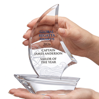 Trophée Bateau à Voile en Cristal K9 Personnalisé, Grande Surface de Gravure, Base en Cristal Transparent, Récompense pour les Performances Professionnelles et l'Excellence