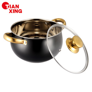 En Gros Batterie de Cuisine 8 Pièces en Acier Inoxydable, Poignées Noires et Dorées, avec Marmite, Casseroles Antiadhésives pour Maison et Cuisine - Product Image 3