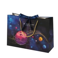 Sac cadeau transparent et imperméable, classique, à motif floral, avec logo personnalisé, papier couché laminé, design ciel étoilé, biodégradable