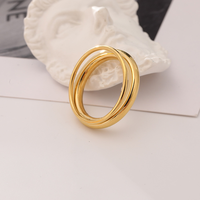 Bague triple couche en acier inoxydable 316L plaqué or 18 carats, étanche, hypoallergénique, inaltérable, bijoux pour femmes, logo personnalisé, vente en gros