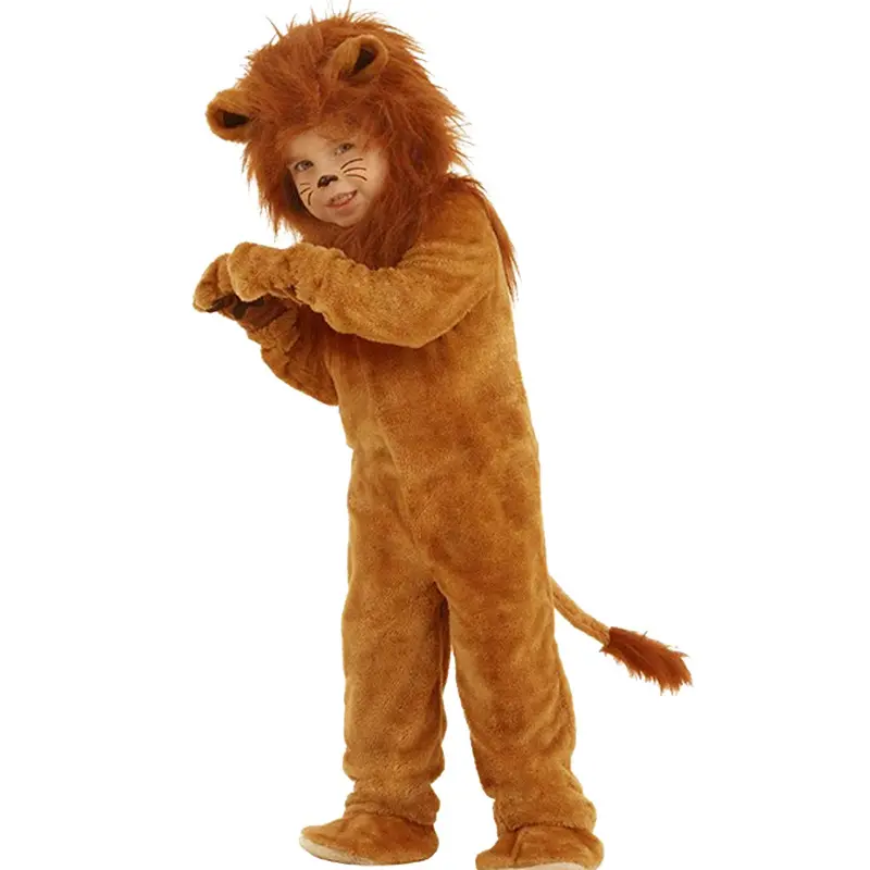 Kid Adult Deluxe Lion Costume Plush Animal Carnival Halloween Cosplay Costumes Fancy Movie Role Jumpsuits Bodysuit
