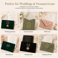 Sobres de Terciopelo Rojo de Lujo, Papel y Sobres Vintage, Sobre Personalizado para Boda con Tarjeta, Sello de Cera