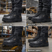 Bottes de sécurité AIMVVSEC à embout d'acier, tige en cuir véritable, anti-écrasement, semelle extérieure en caoutchouc PU antidérapante, semelle intermédiaire, pour travaux de construction