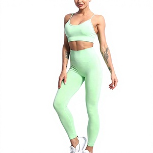 Ensemble de yoga respirant de haute qualité pour femmes, taille plus, faible MOQ, taille élastique, 2 pièces, Spandex/Nylon, personnalisable, ensemble de sport - Product Image 1