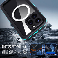 Coque de téléphone étanche anti-chute de 2 mètres pour iPhone 16 Pro Max Chargement sans fil Coque magnétique